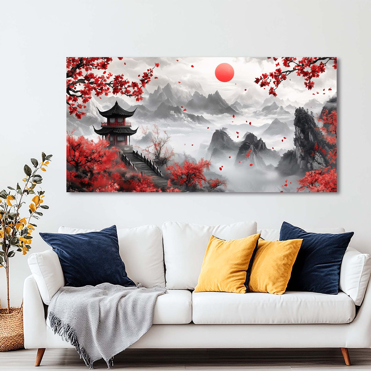 Navy Blue Fairytale Wall Art for Living Room Canvas Painting Prints Art Deco Artwork Office Bedroom Decor