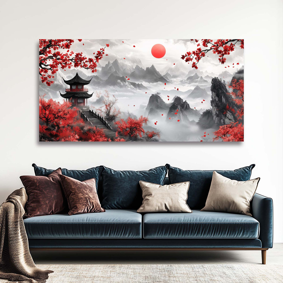 Navy Blue Fairytale Wall Art for Living Room Canvas Painting Prints Art Deco Artwork Office Bedroom Decor
