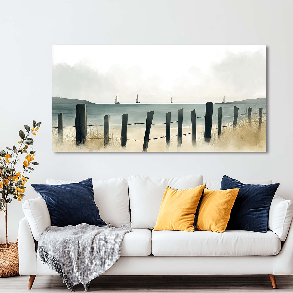 Navy Blue Nautical Nature Wall Art Modern Canvas Painting Prints Artwork Office Hallway Bedroom Living Room Decor