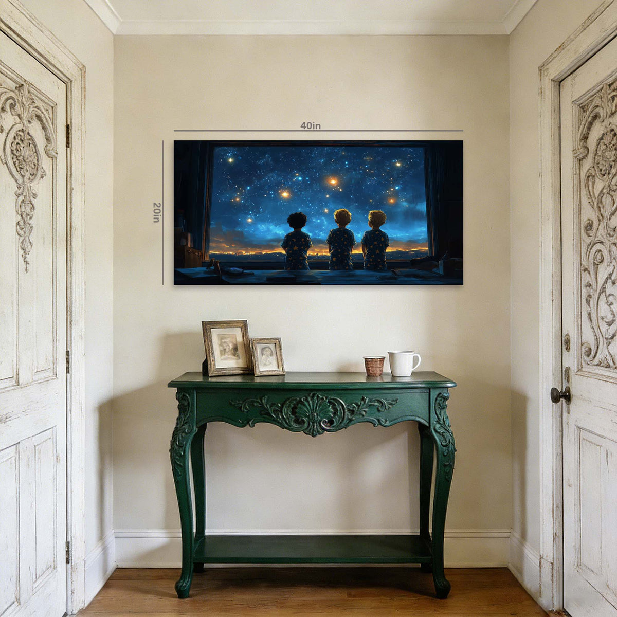 Navy Blue Science Fiction Wall Art for Living Room Canvas Painting Prints Art Deco Artwork Office Bedroom Decor