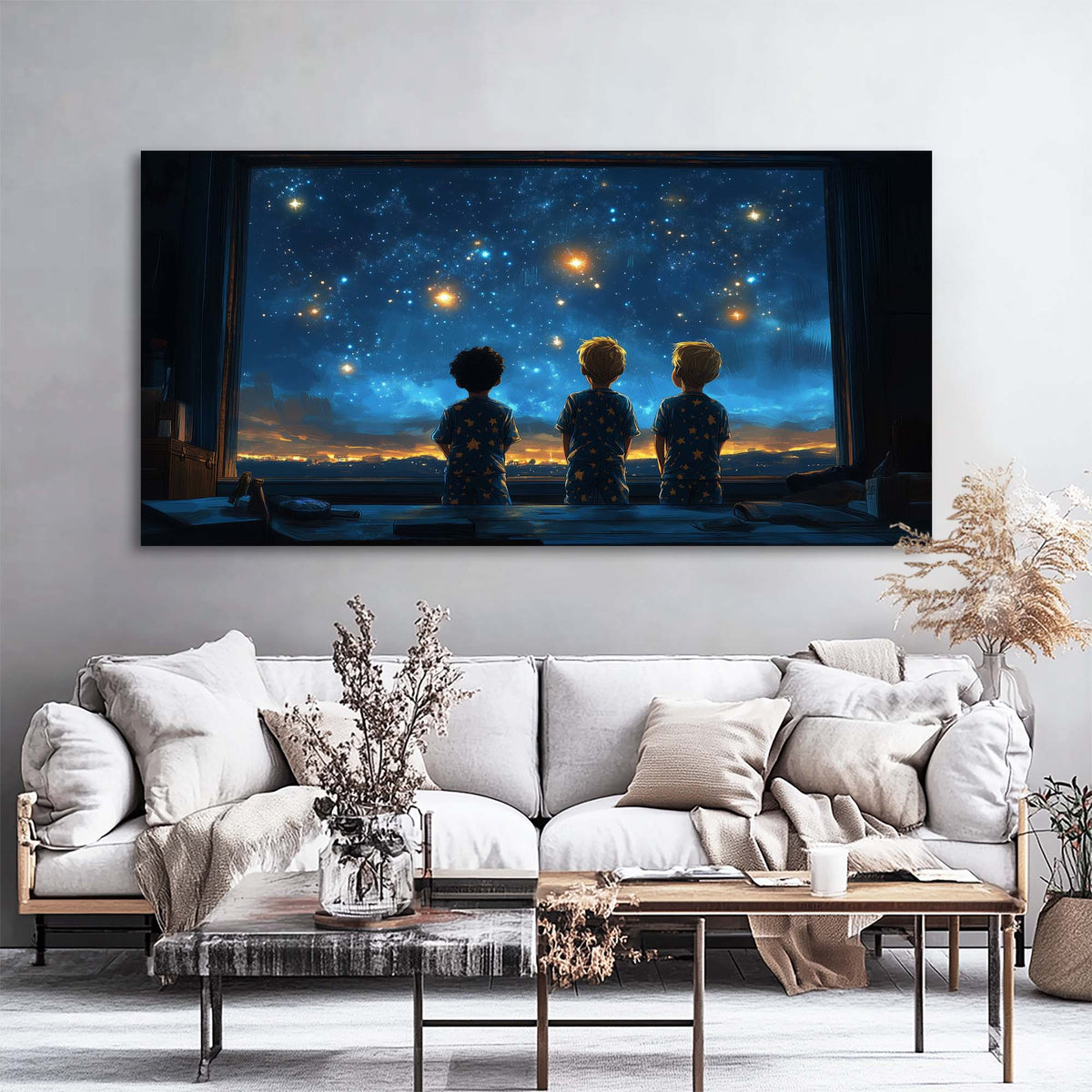 Navy Blue Science Fiction Wall Art for Living Room Canvas Painting Prints Art Deco Artwork Office Bedroom Decor