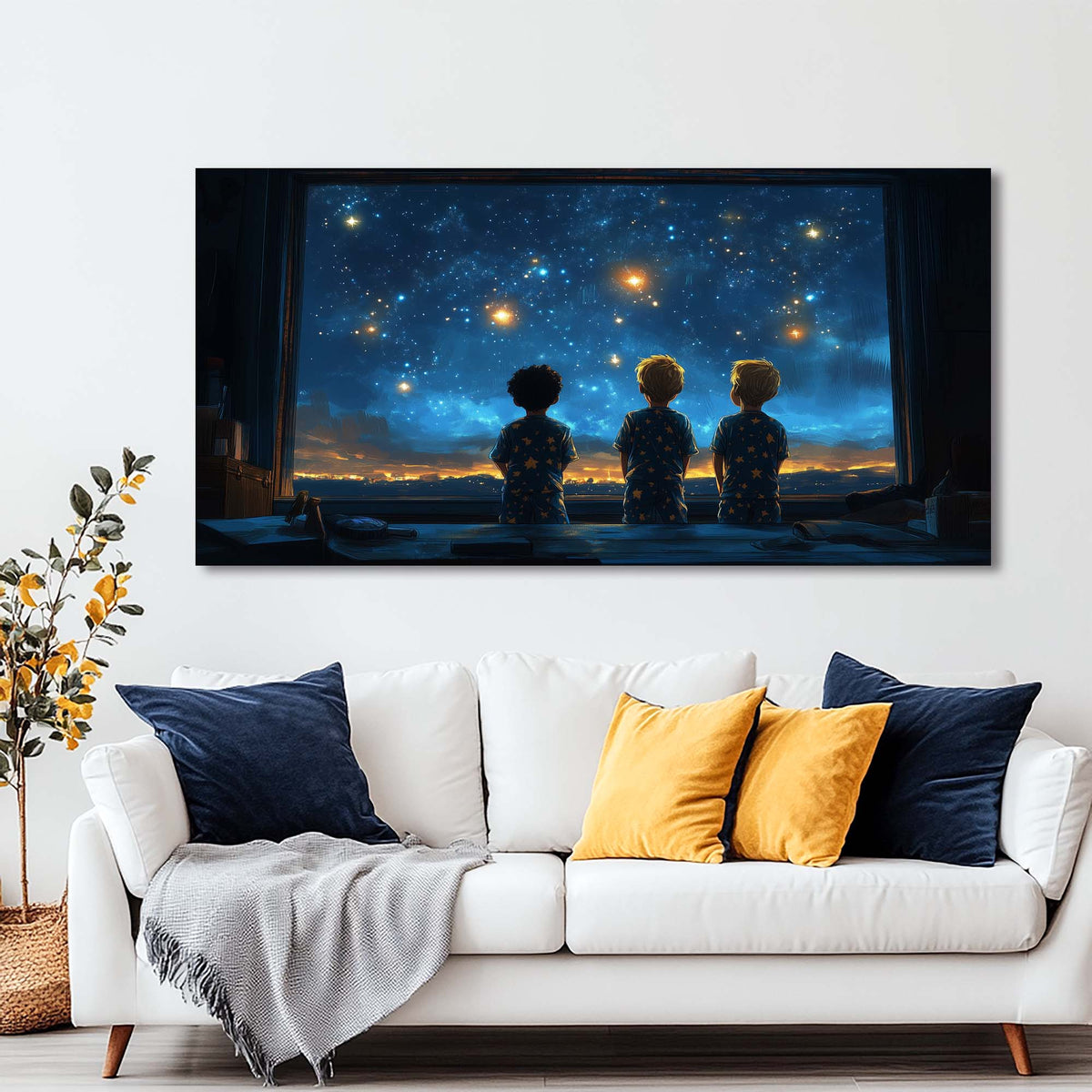 Navy Blue Science Fiction Wall Art for Living Room Canvas Painting Prints Art Deco Artwork Office Bedroom Decor