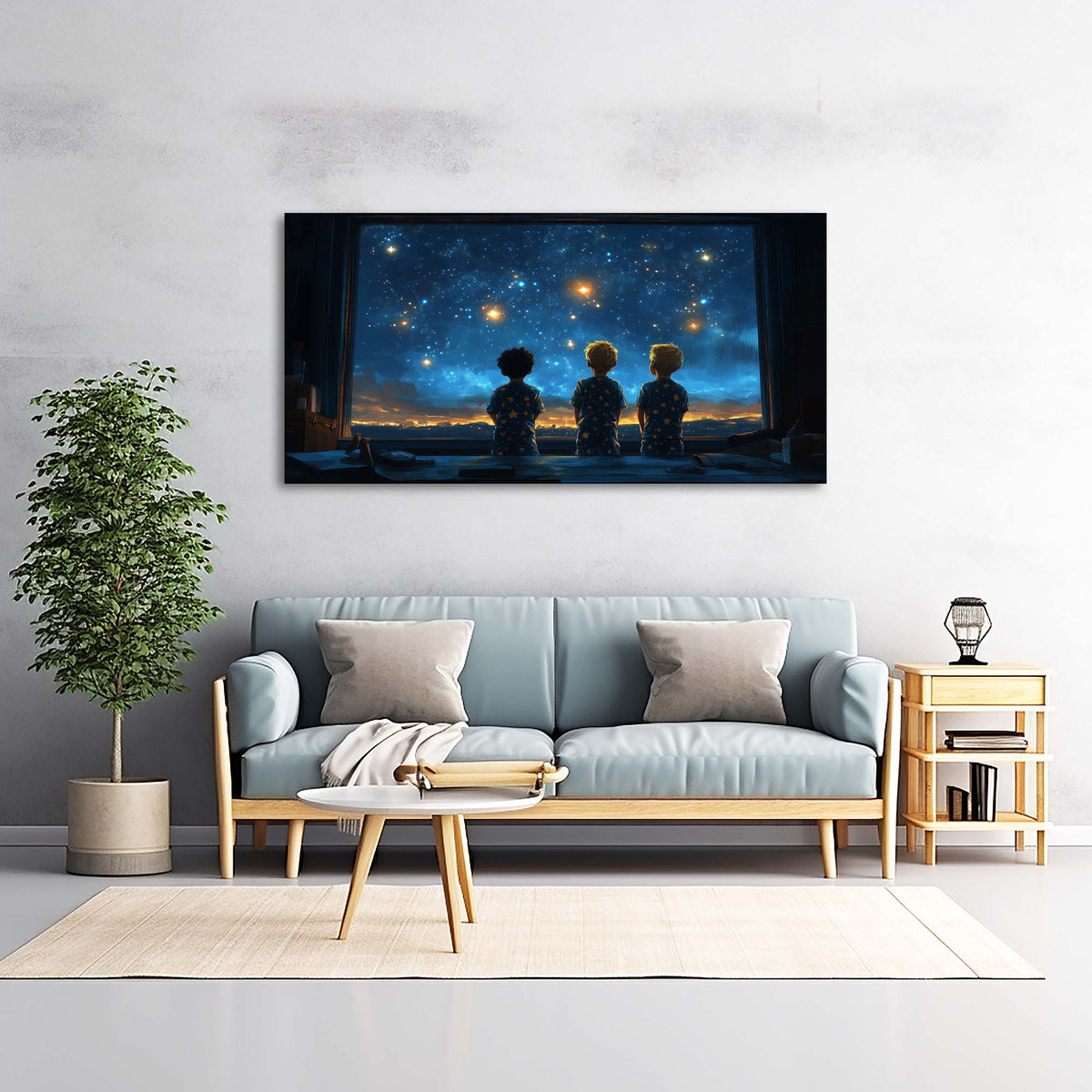Navy Blue Science Fiction Wall Art for Living Room Canvas Painting Prints Art Deco Artwork Office Bedroom Decor