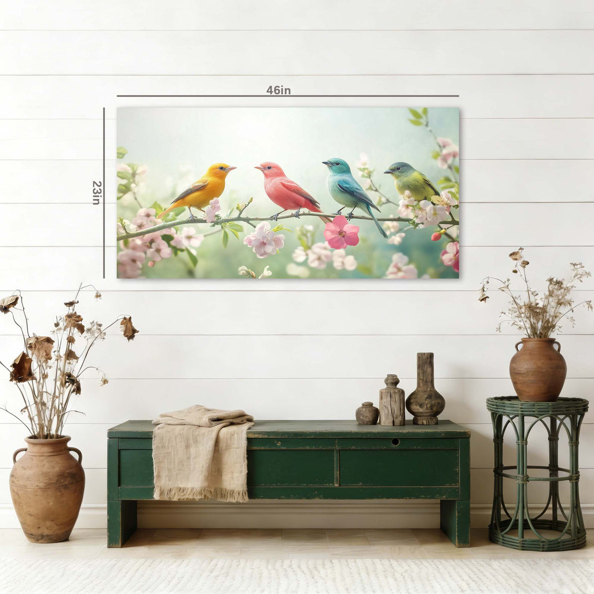 Pink Pretty Floral Wall Art for Living Room Canvas Painting Prints Artwork Family Bedroom Office Decor