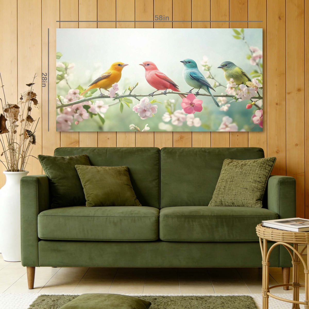 Pink Pretty Floral Wall Art for Living Room Canvas Painting Prints Artwork Family Bedroom Office Decor