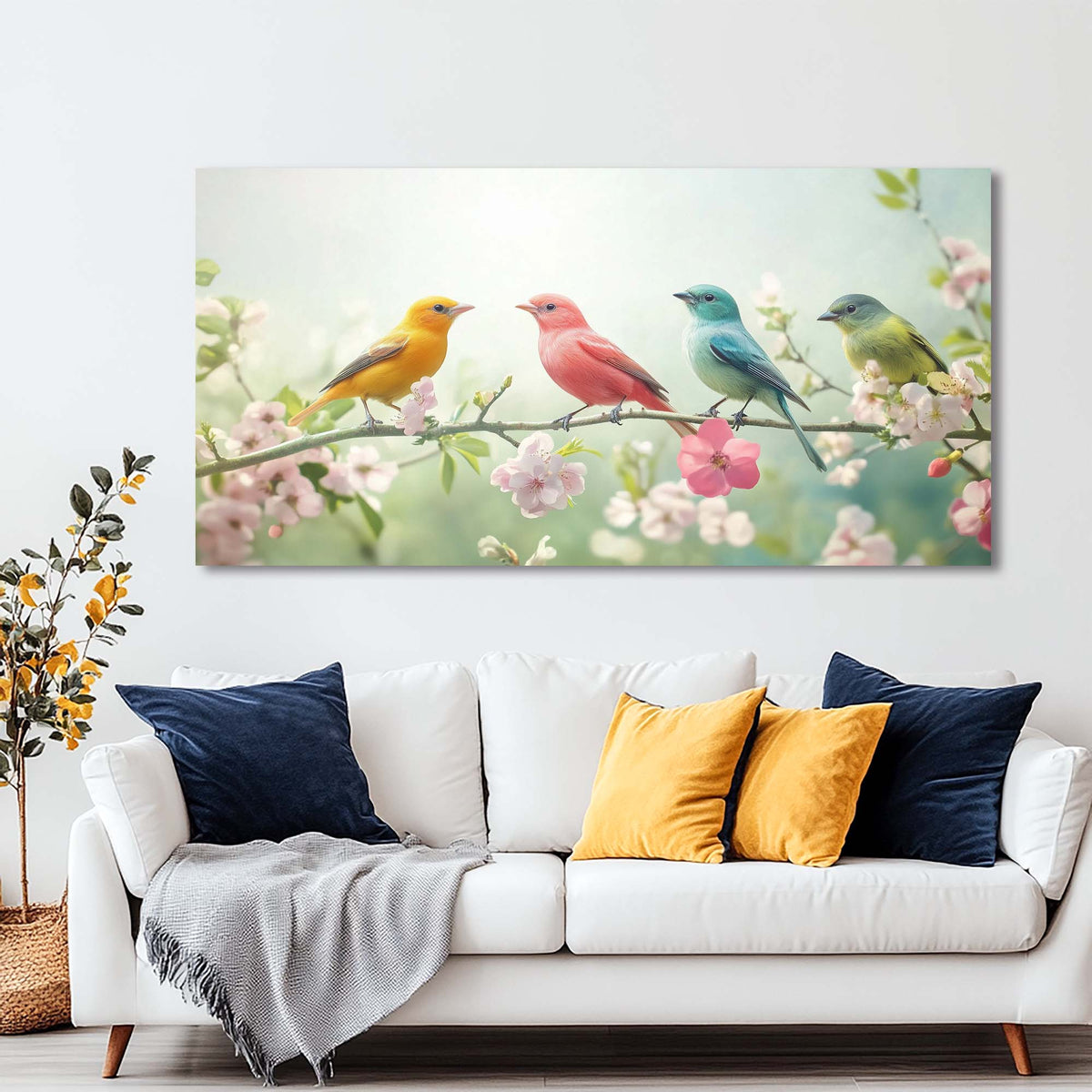Pink Pretty Floral Wall Art for Living Room Canvas Painting Prints Artwork Family Bedroom Office Decor