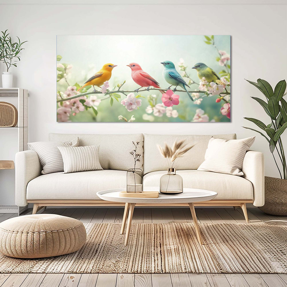Pink Pretty Floral Wall Art for Living Room Canvas Painting Prints Artwork Family Bedroom Office Decor