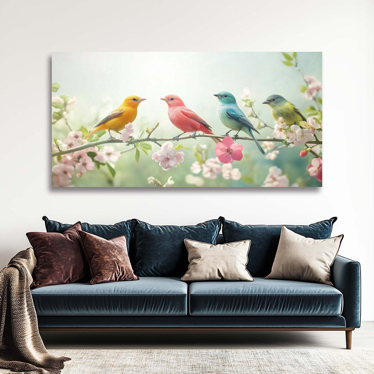 Pink Pretty Floral Wall Art for Living Room Canvas Painting Prints Artwork Family Bedroom Office Decor