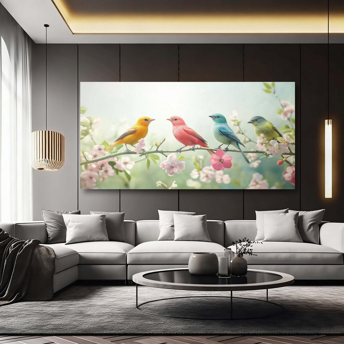 Pink Pretty Floral Wall Art for Living Room Canvas Painting Prints Artwork Family Bedroom Office Decor