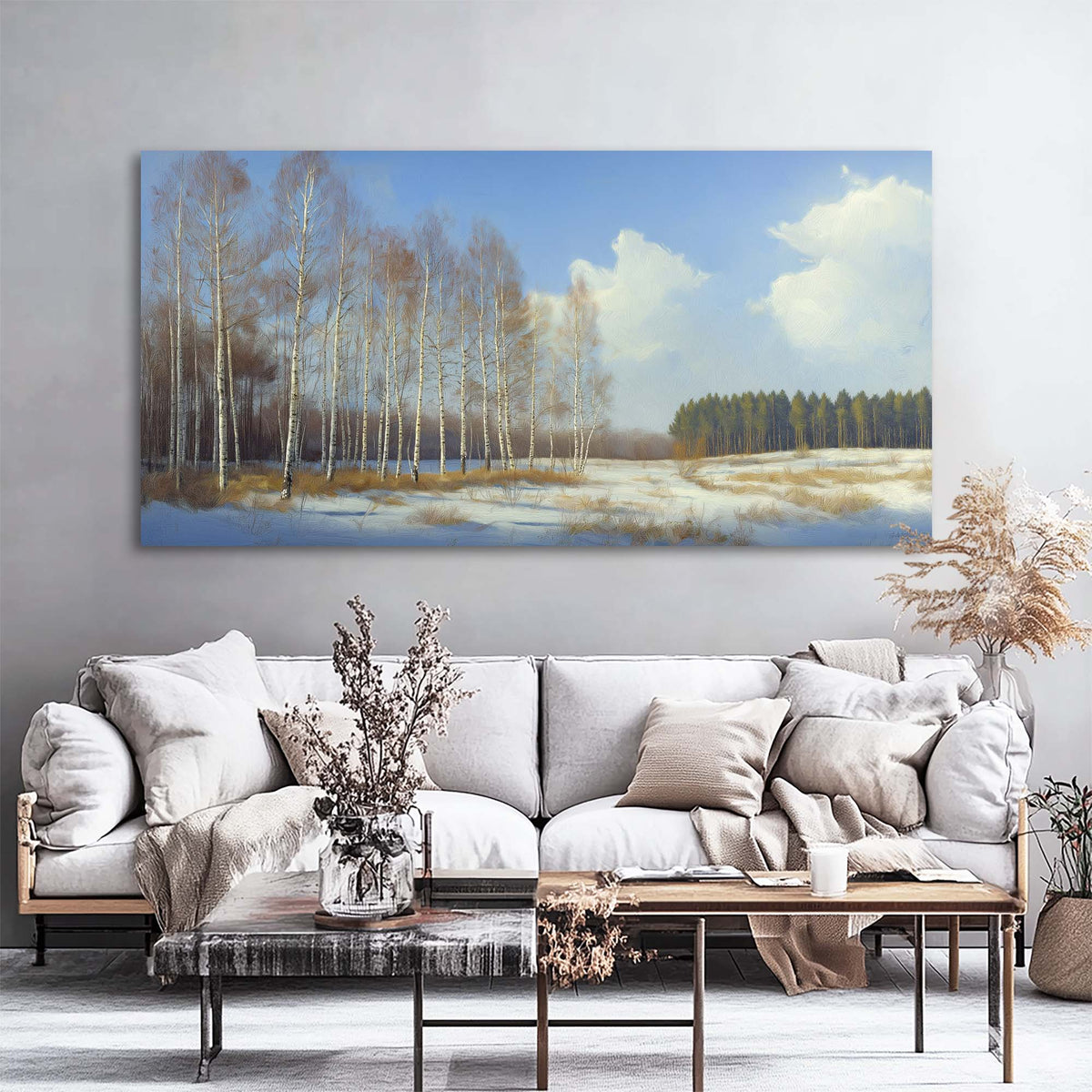 Navy Blue Nature Wall Art for Living Room Canvas Painting Prints Art Deco Artwork Office Bedroom Decor