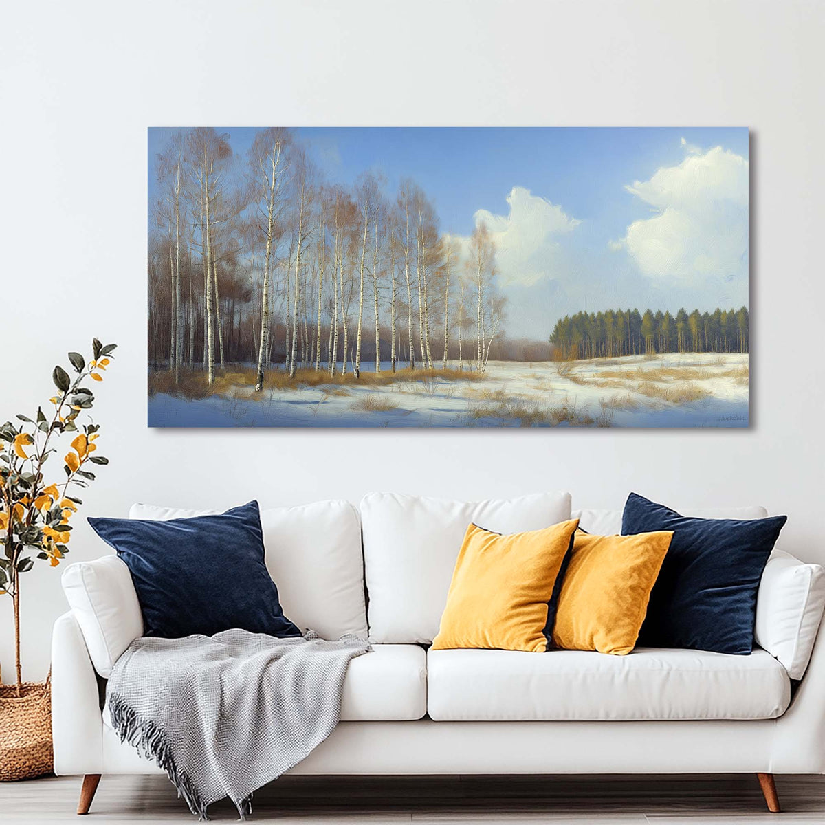 Navy Blue Nature Wall Art for Living Room Canvas Painting Prints Art Deco Artwork Office Bedroom Decor