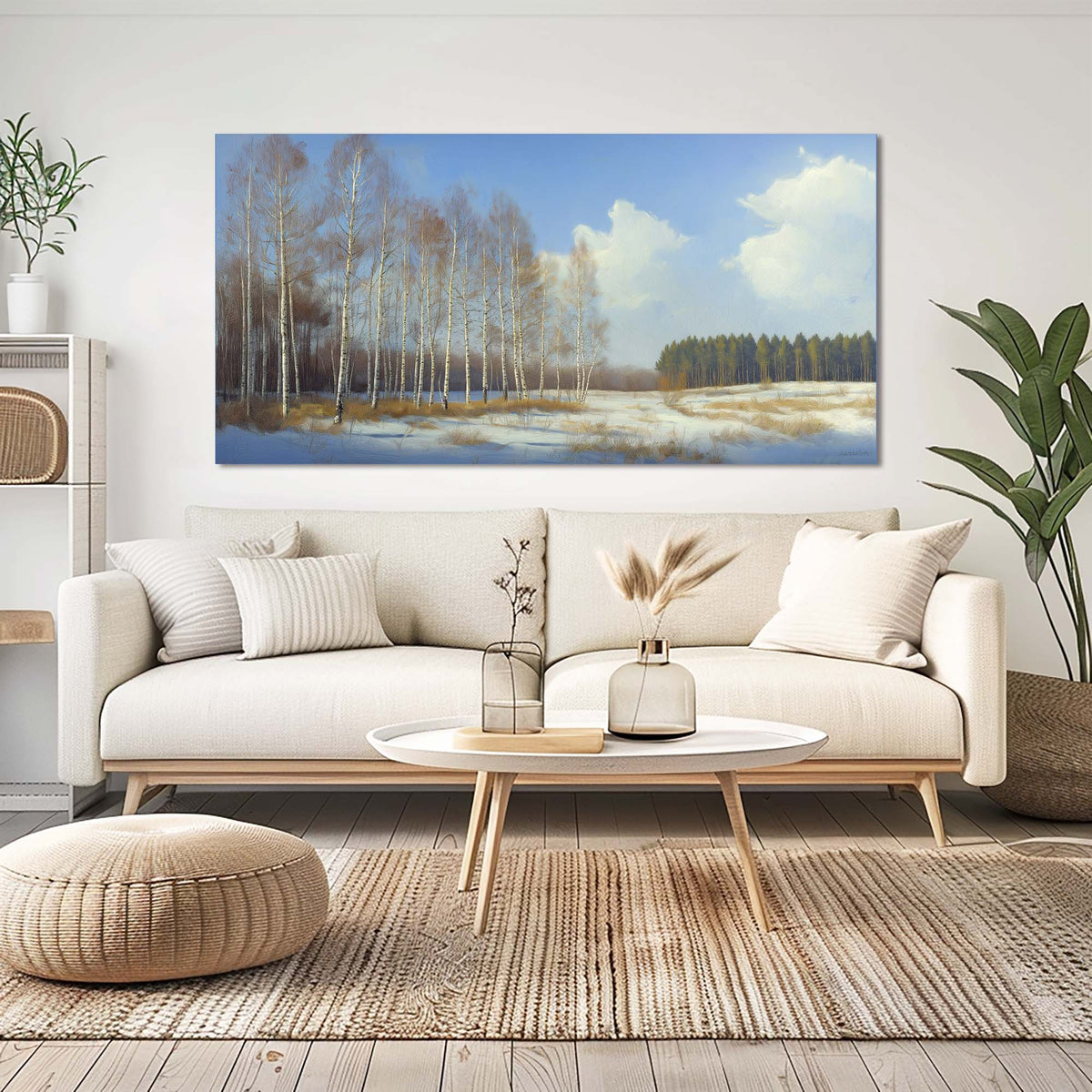 Navy Blue Nature Wall Art for Living Room Canvas Painting Prints Art Deco Artwork Office Bedroom Decor