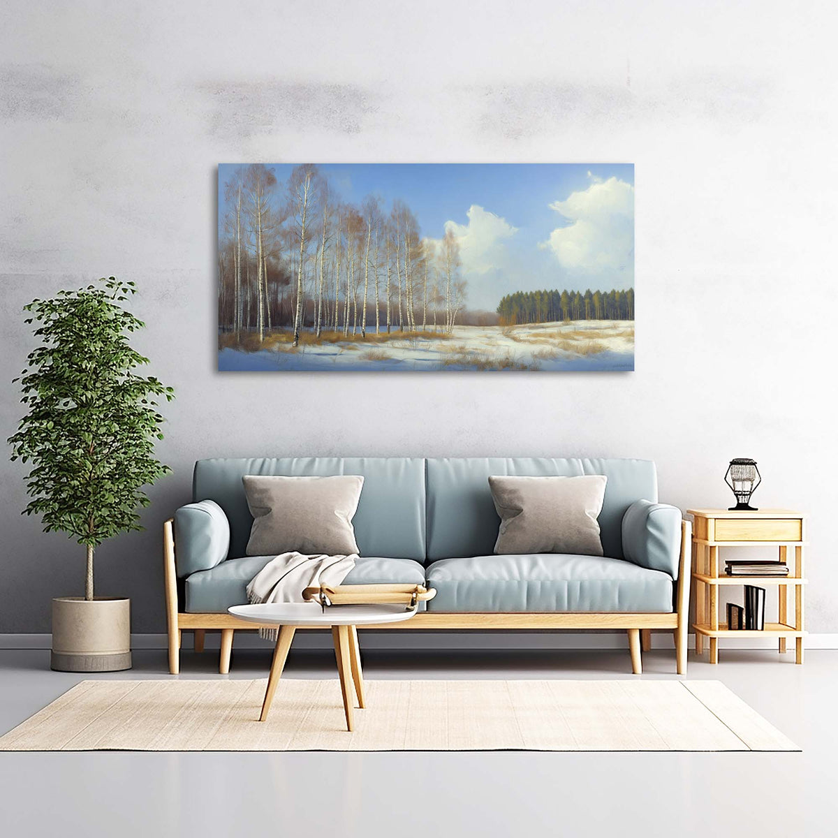 Navy Blue Nature Wall Art for Living Room Canvas Painting Prints Art Deco Artwork Office Bedroom Decor