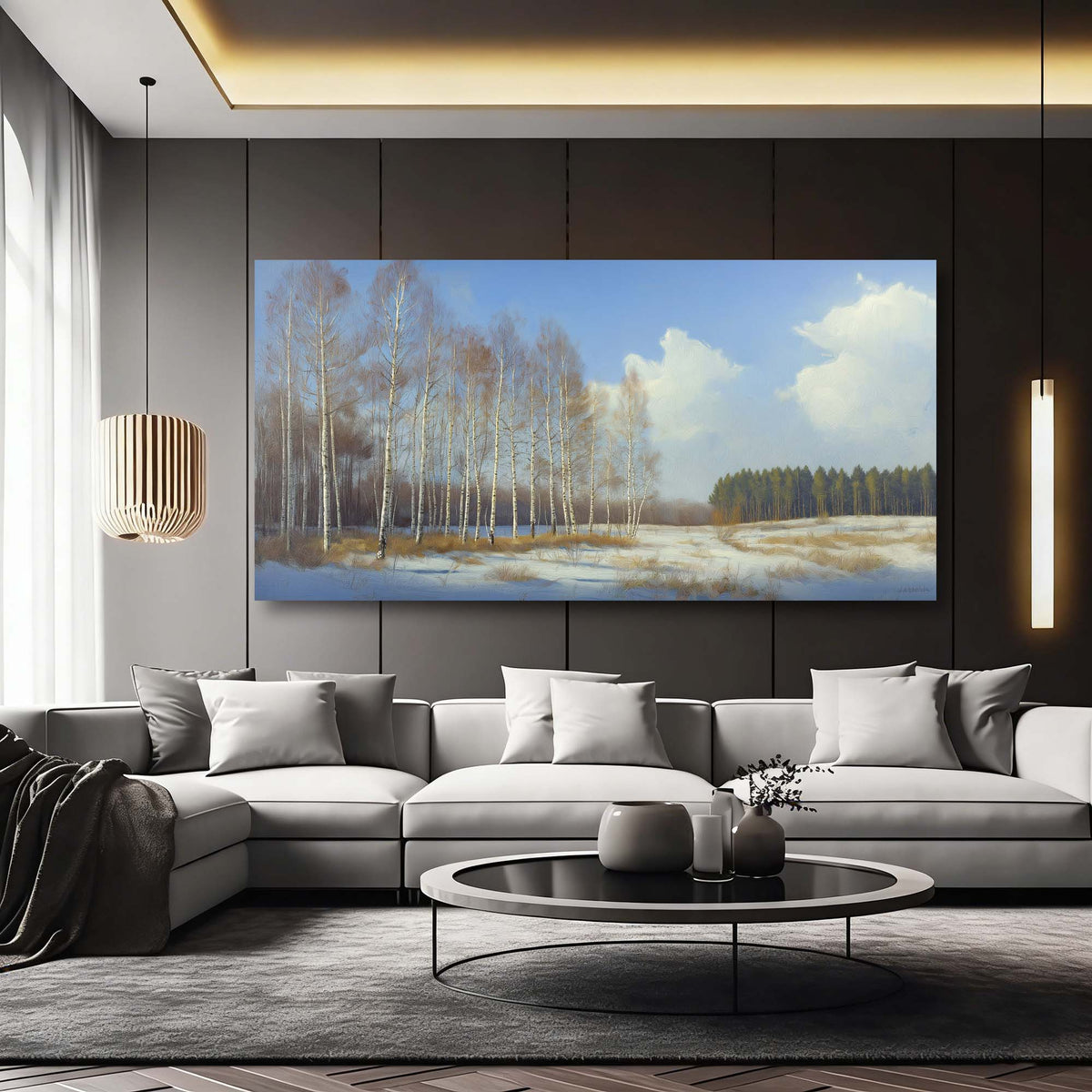 Navy Blue Nature Wall Art for Living Room Canvas Painting Prints Art Deco Artwork Office Bedroom Decor