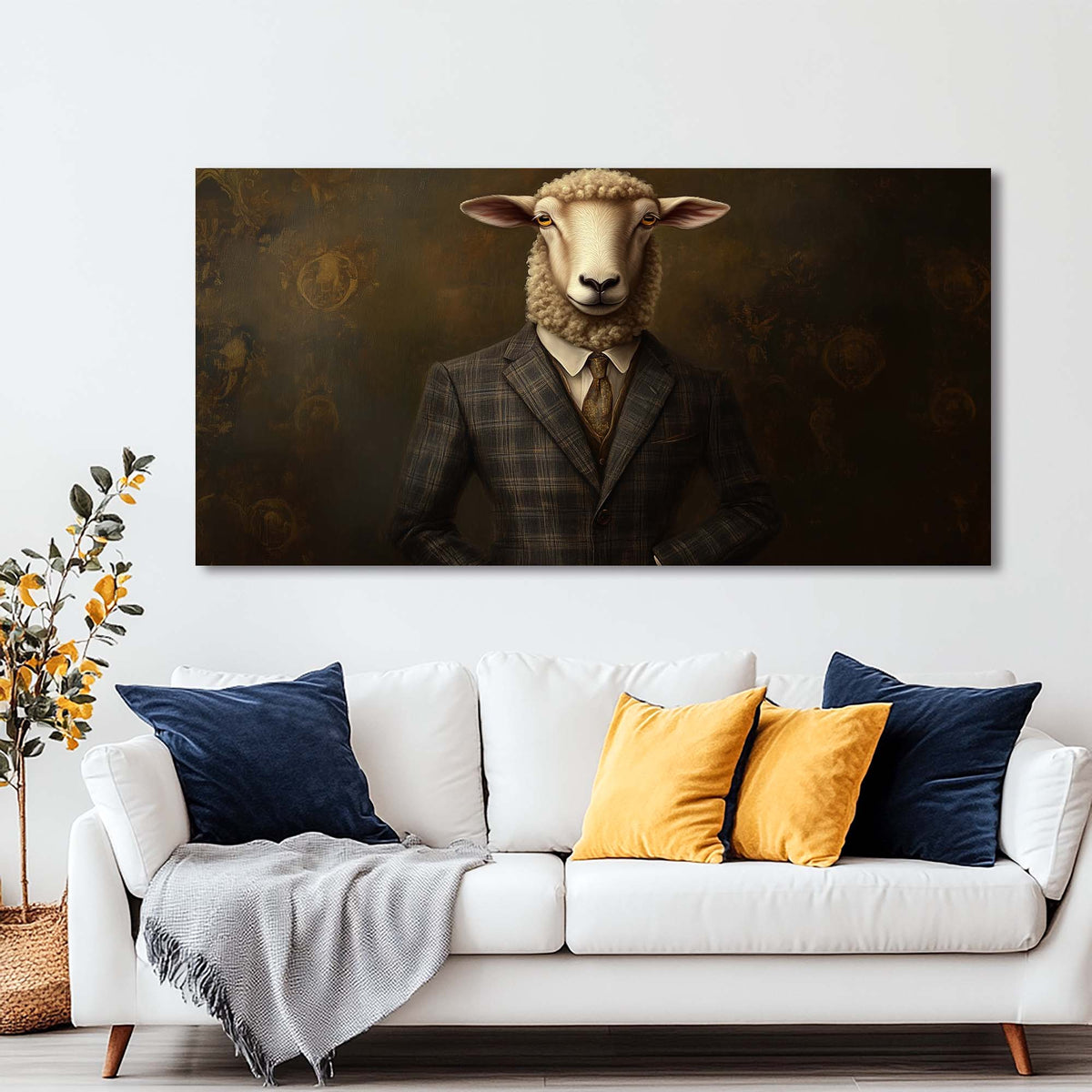 Navy Blue Vintage Animals Wall Art Art Deco Painting Prints Canvas Artwork Living Room Family Bedroom Office Decor