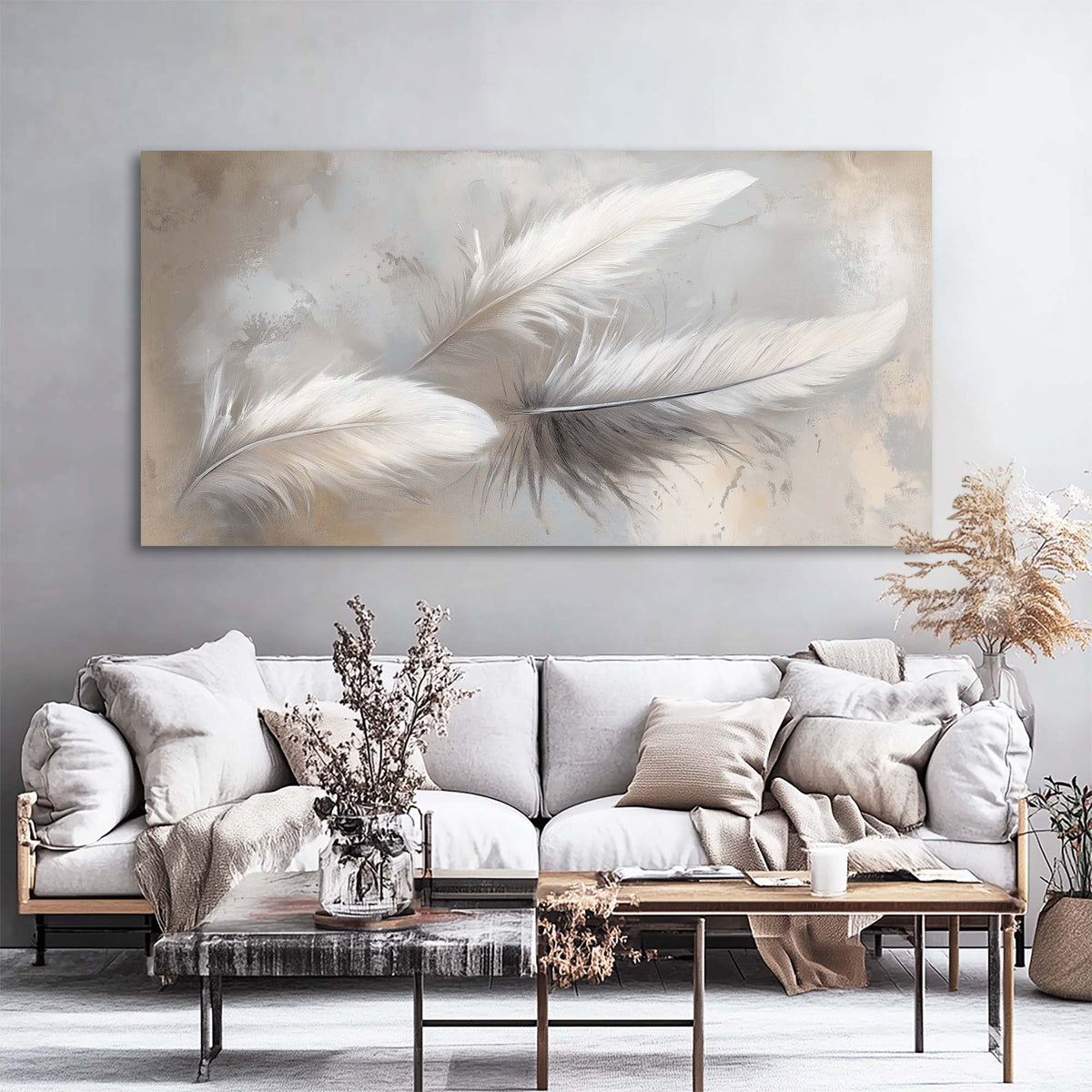Beige Pretty Abstract Wall Art Modern Canvas Painting Prints Artwork Office Hallway Bedroom Living Room Decor