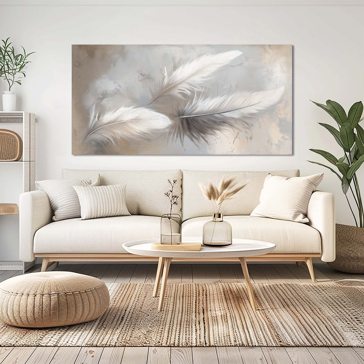 Beige Pretty Abstract Wall Art Modern Canvas Painting Prints Artwork Office Hallway Bedroom Living Room Decor