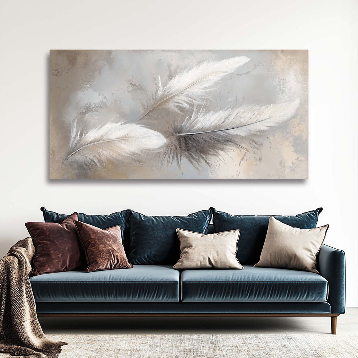 Beige Pretty Abstract Wall Art Modern Canvas Painting Prints Artwork Office Hallway Bedroom Living Room Decor