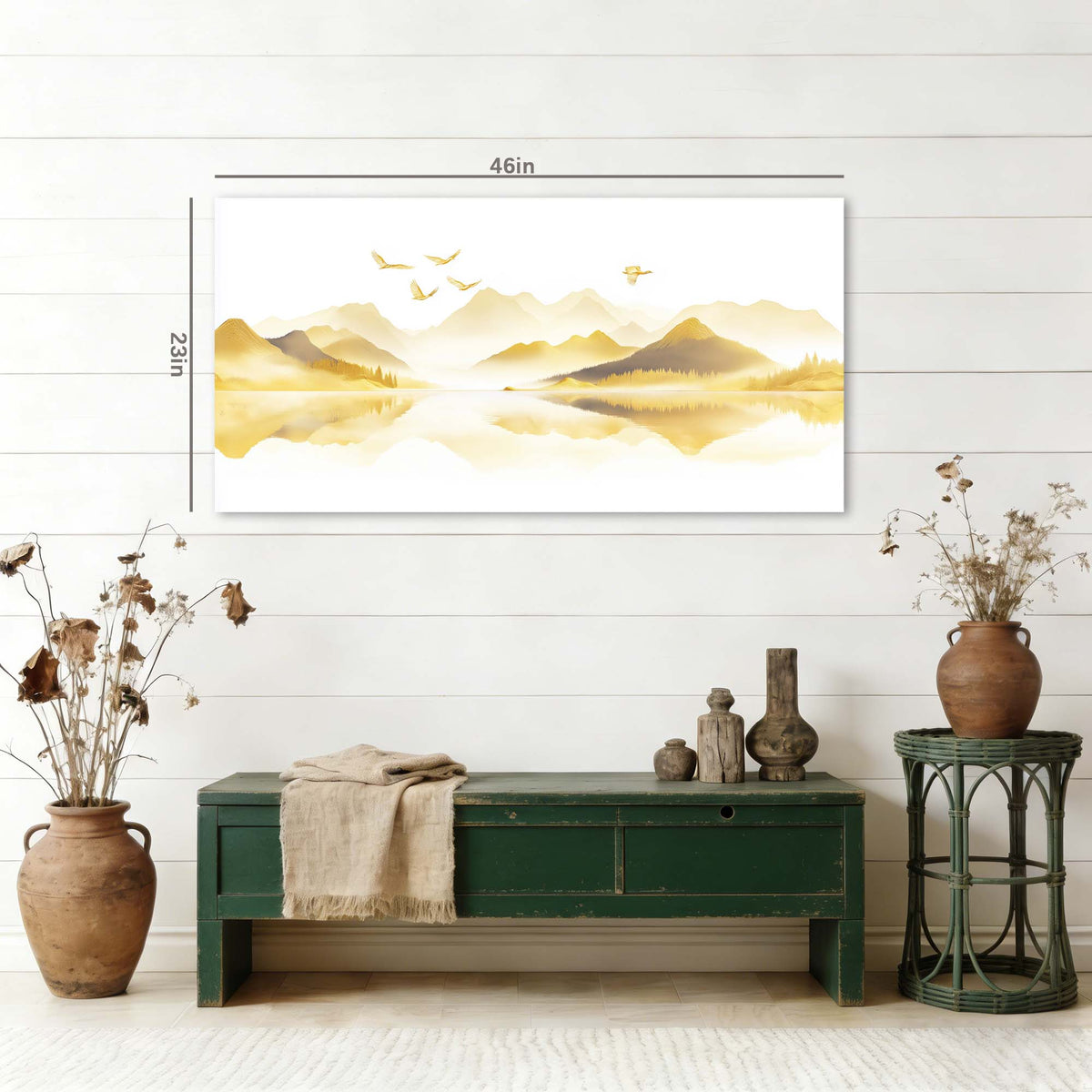 Gold Asian Nature Wall Art for Living Room Canvas Painting Prints Artwork Family Bedroom Office Decor