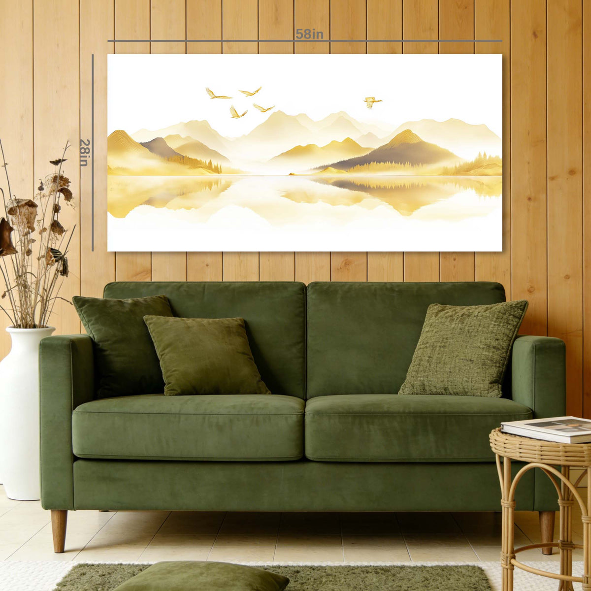 Gold Asian Nature Wall Art for Living Room Canvas Painting Prints Artwork Family Bedroom Office Decor