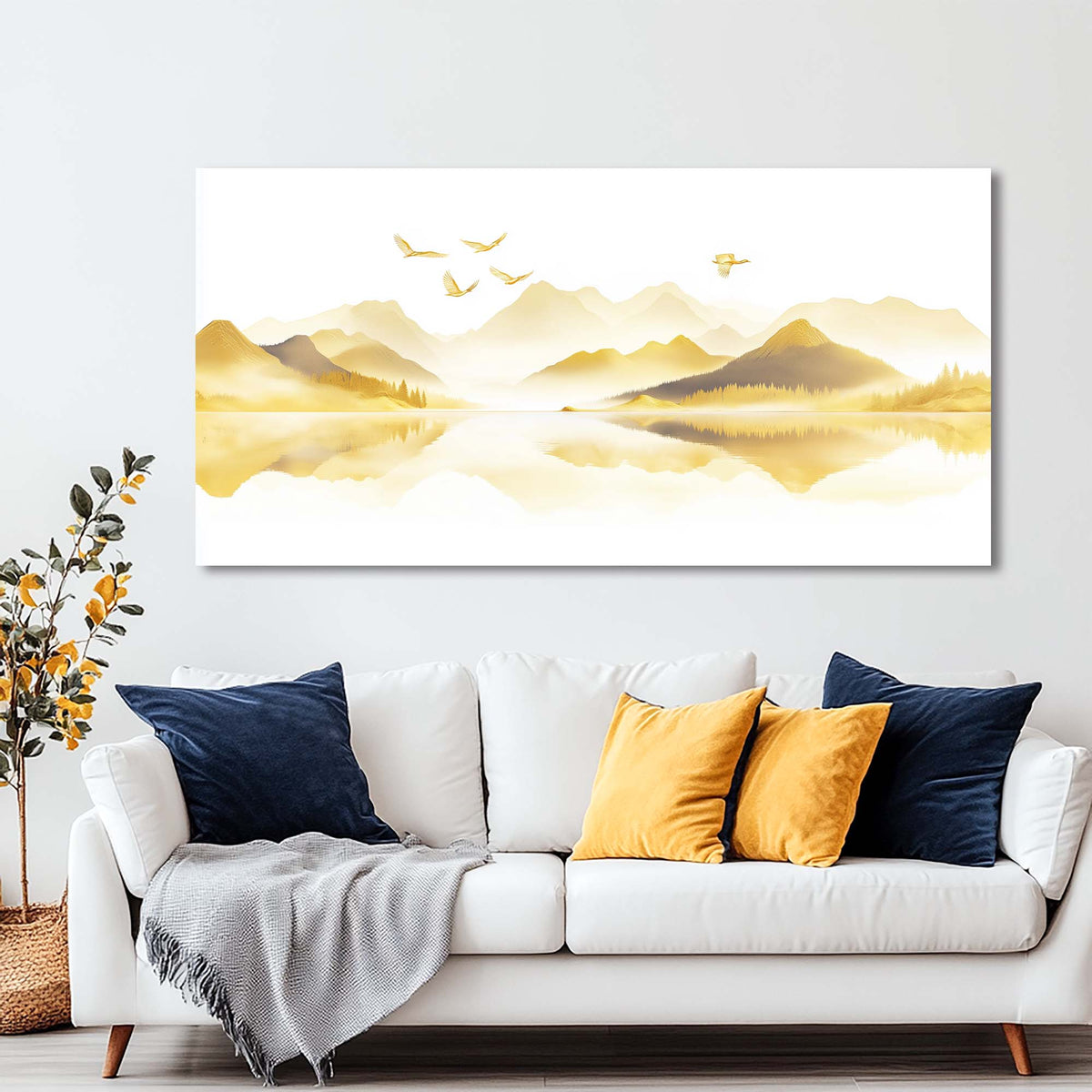 Gold Asian Nature Wall Art for Living Room Canvas Painting Prints Artwork Family Bedroom Office Decor