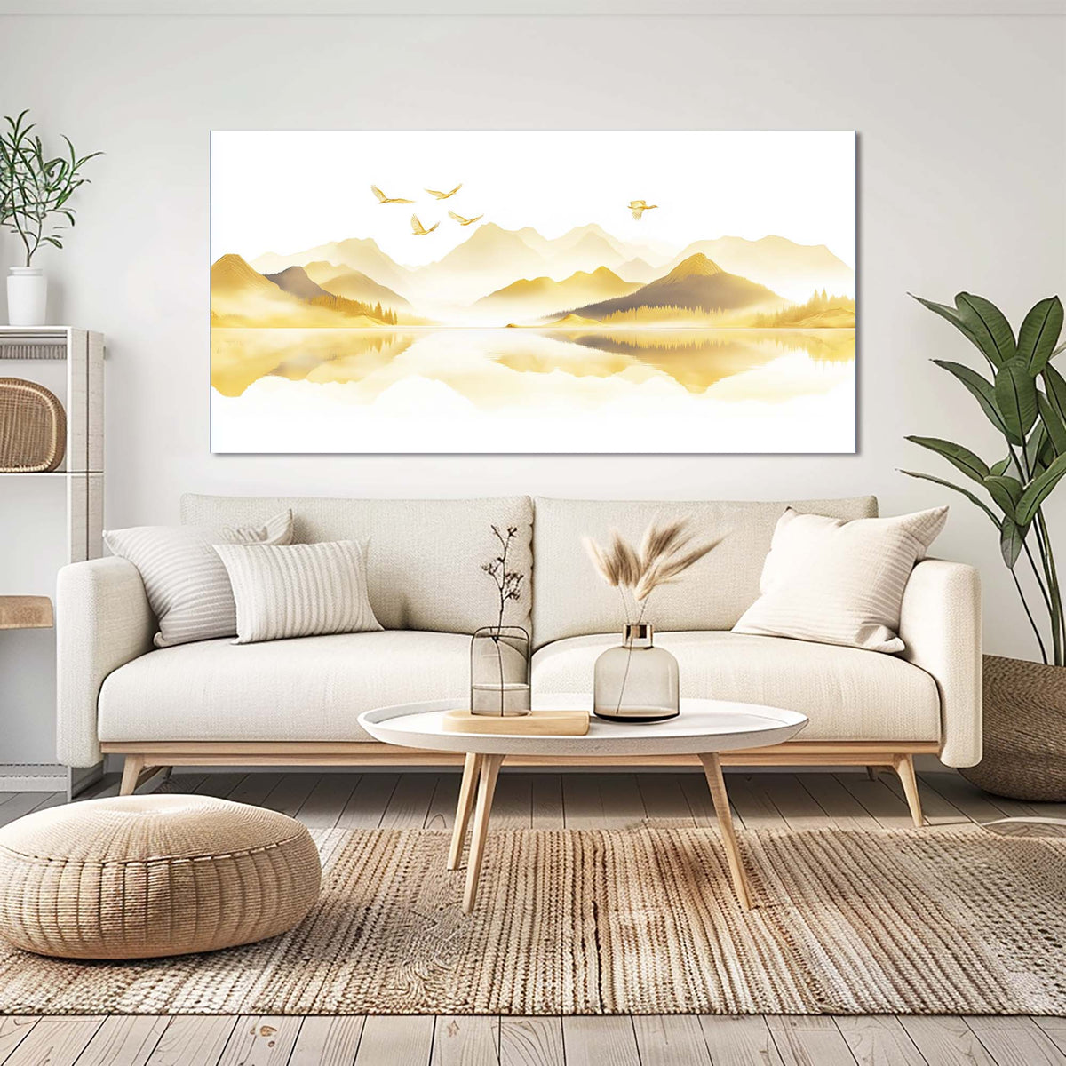 Gold Asian Nature Wall Art for Living Room Canvas Painting Prints Artwork Family Bedroom Office Decor
