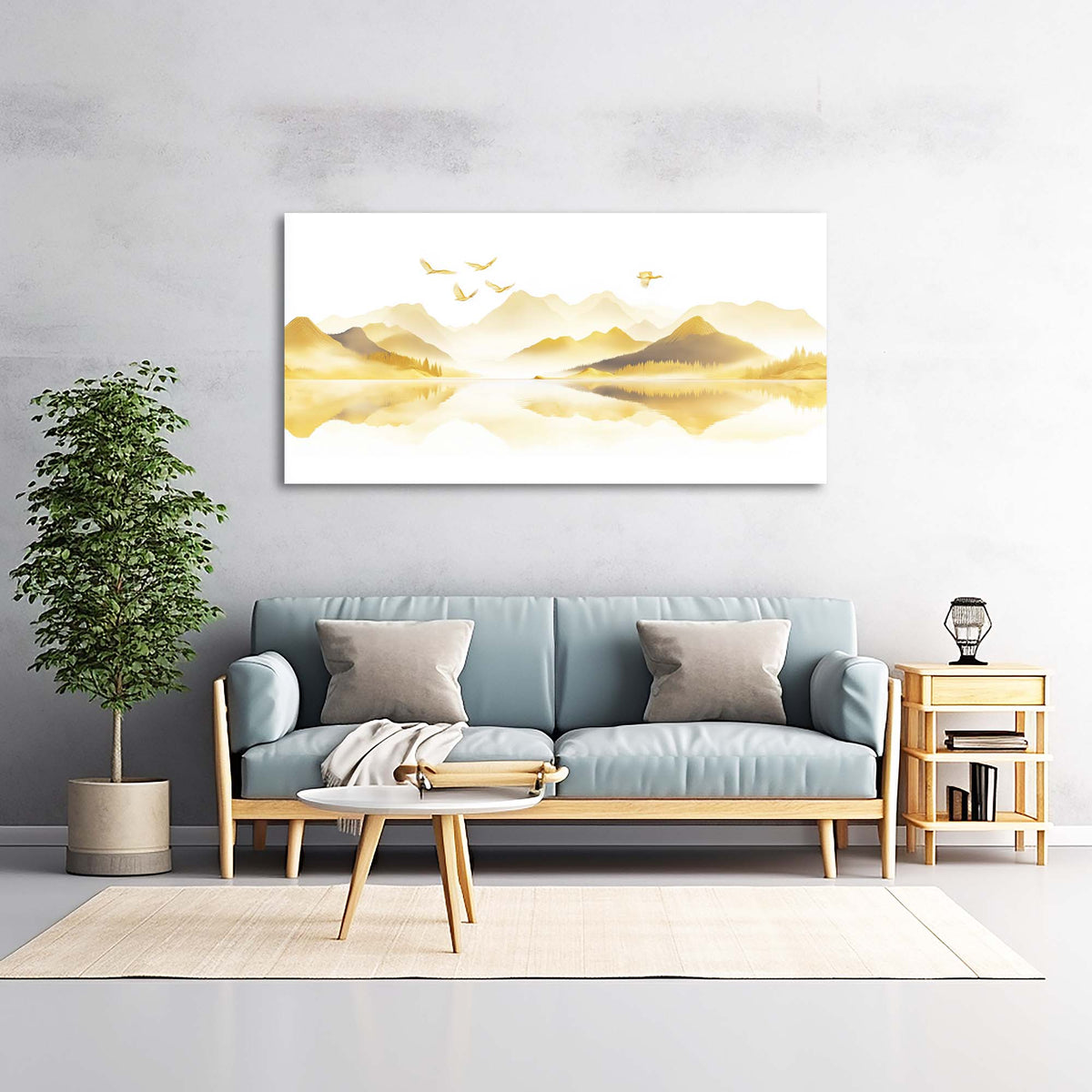 Gold Asian Nature Wall Art for Living Room Canvas Painting Prints Artwork Family Bedroom Office Decor