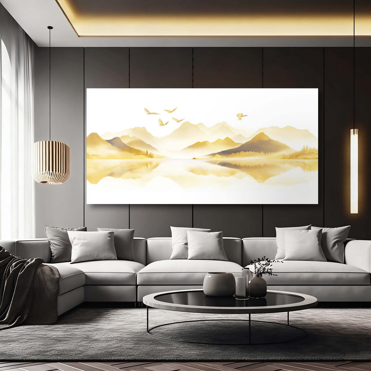 Gold Asian Nature Wall Art for Living Room Canvas Painting Prints Artwork Family Bedroom Office Decor