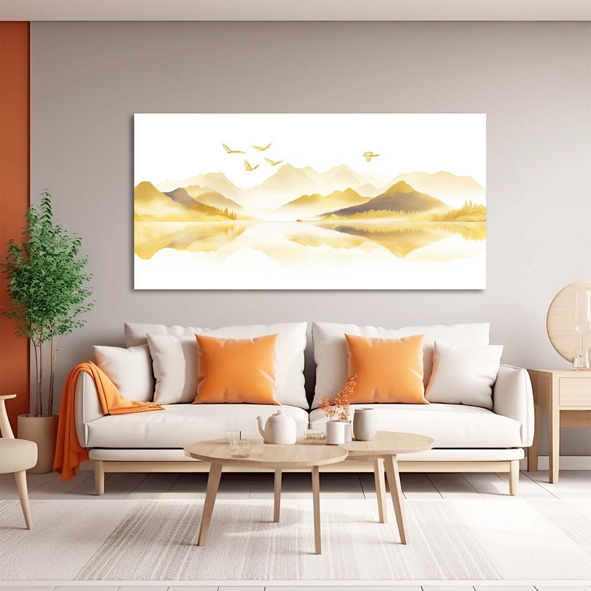 Gold Asian Nature Wall Art for Living Room Canvas Painting Prints Artwork Family Bedroom Office Decor