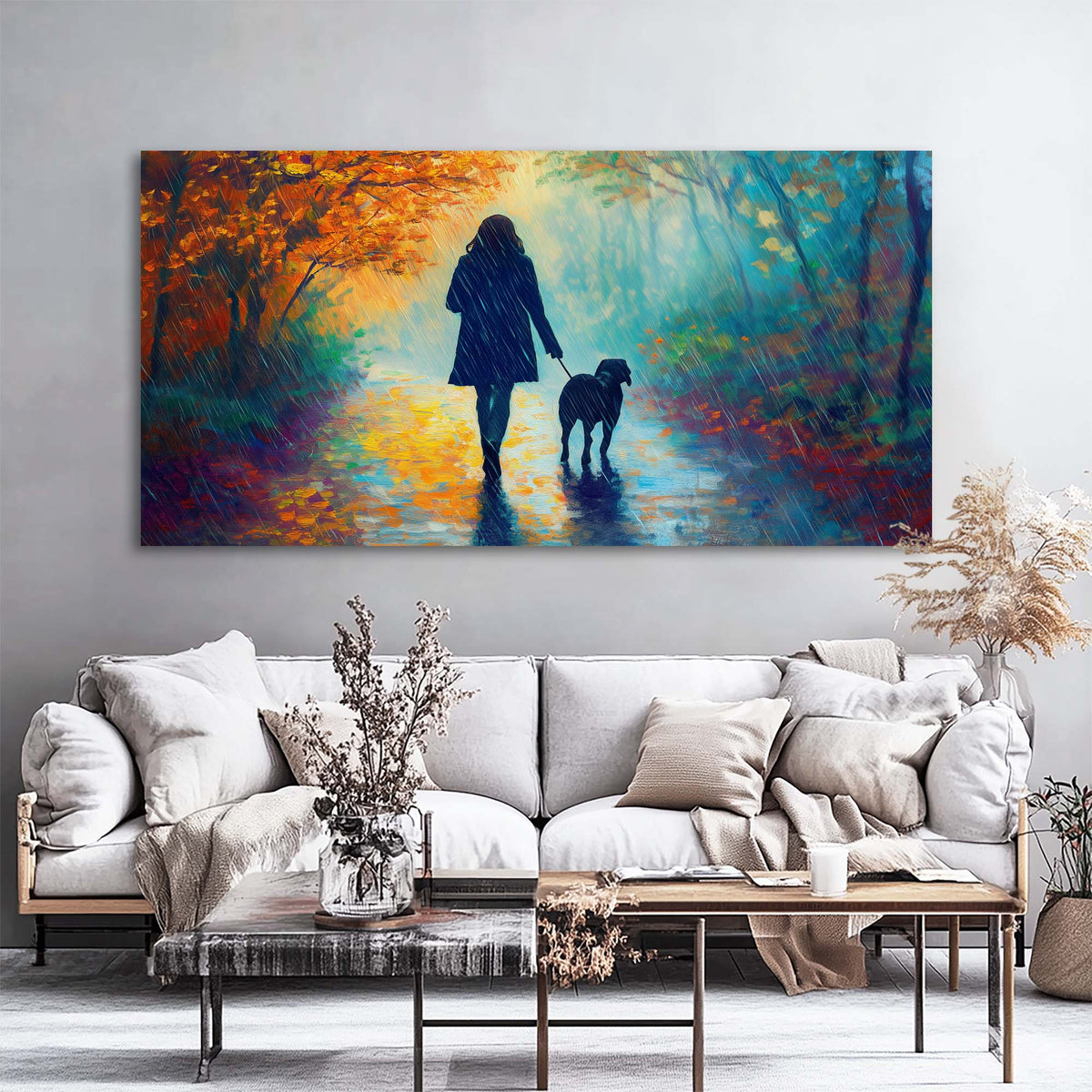 Navy Blue Fantasy Nature Wall Art for Living Room Canvas Painting Prints Artwork Family Bedroom Office Decor