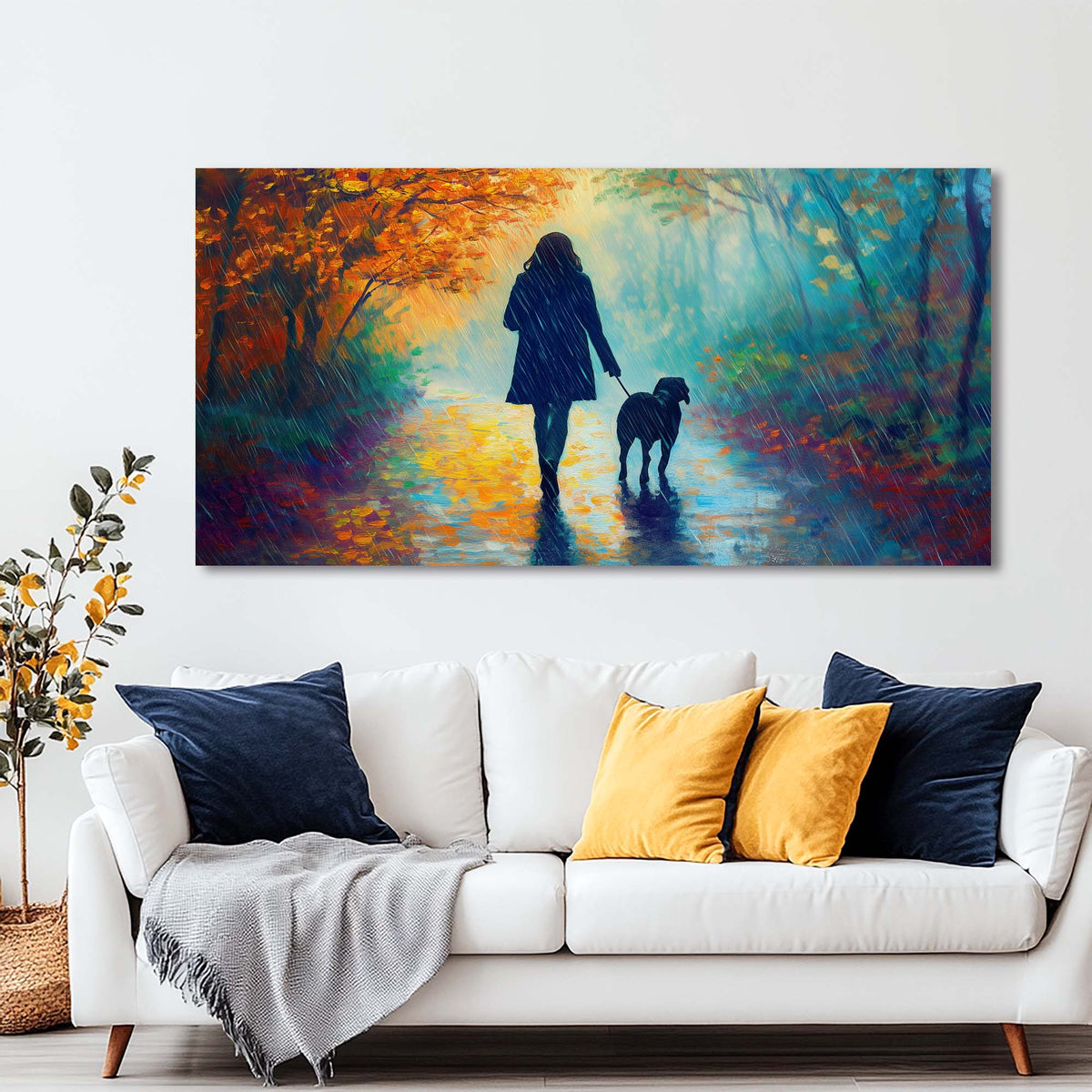 Navy Blue Fantasy Nature Wall Art for Living Room Canvas Painting Prints Artwork Family Bedroom Office Decor