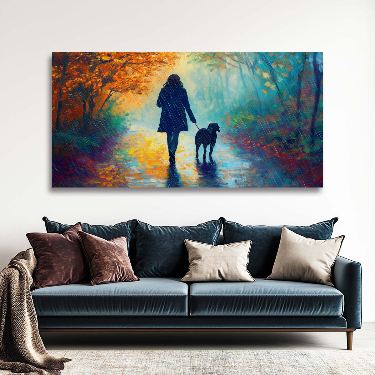 Navy Blue Fantasy Nature Wall Art for Living Room Canvas Painting Prints Artwork Family Bedroom Office Decor