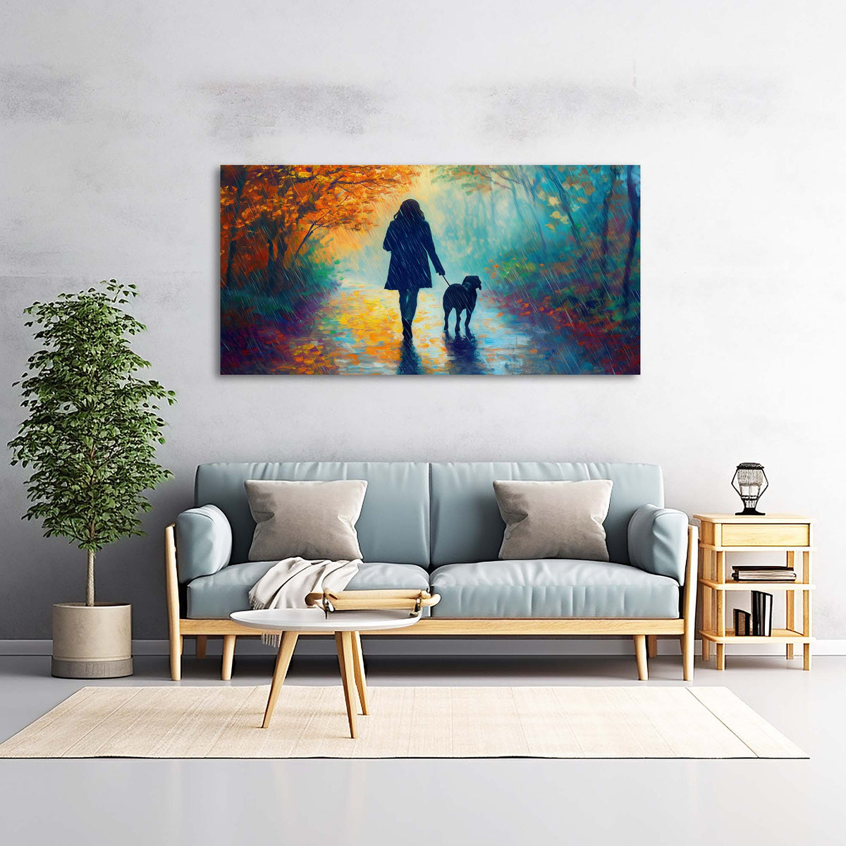 Navy Blue Fantasy Nature Wall Art for Living Room Canvas Painting Prints Artwork Family Bedroom Office Decor