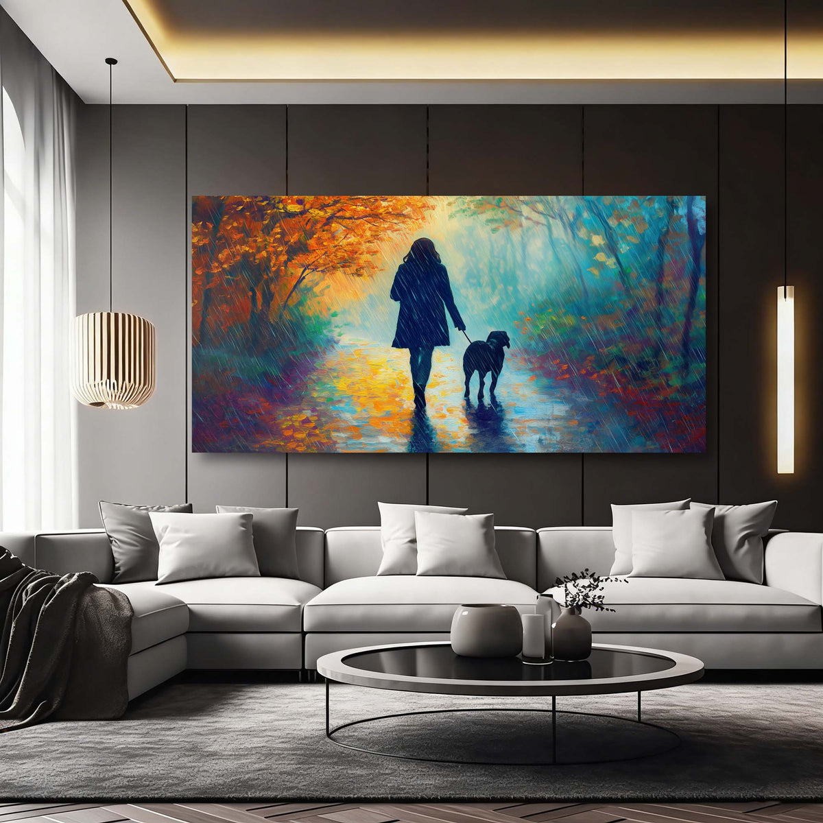 Navy Blue Fantasy Nature Wall Art for Living Room Canvas Painting Prints Artwork Family Bedroom Office Decor