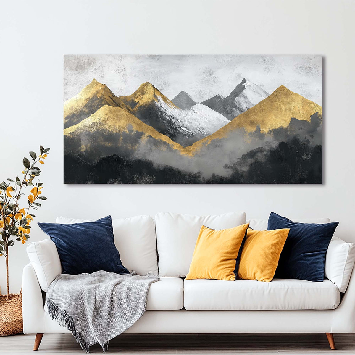 Navy Blue Abstract Nature Canvas Wall Art for Living Room Prints Artwork Bedroom Office Decor