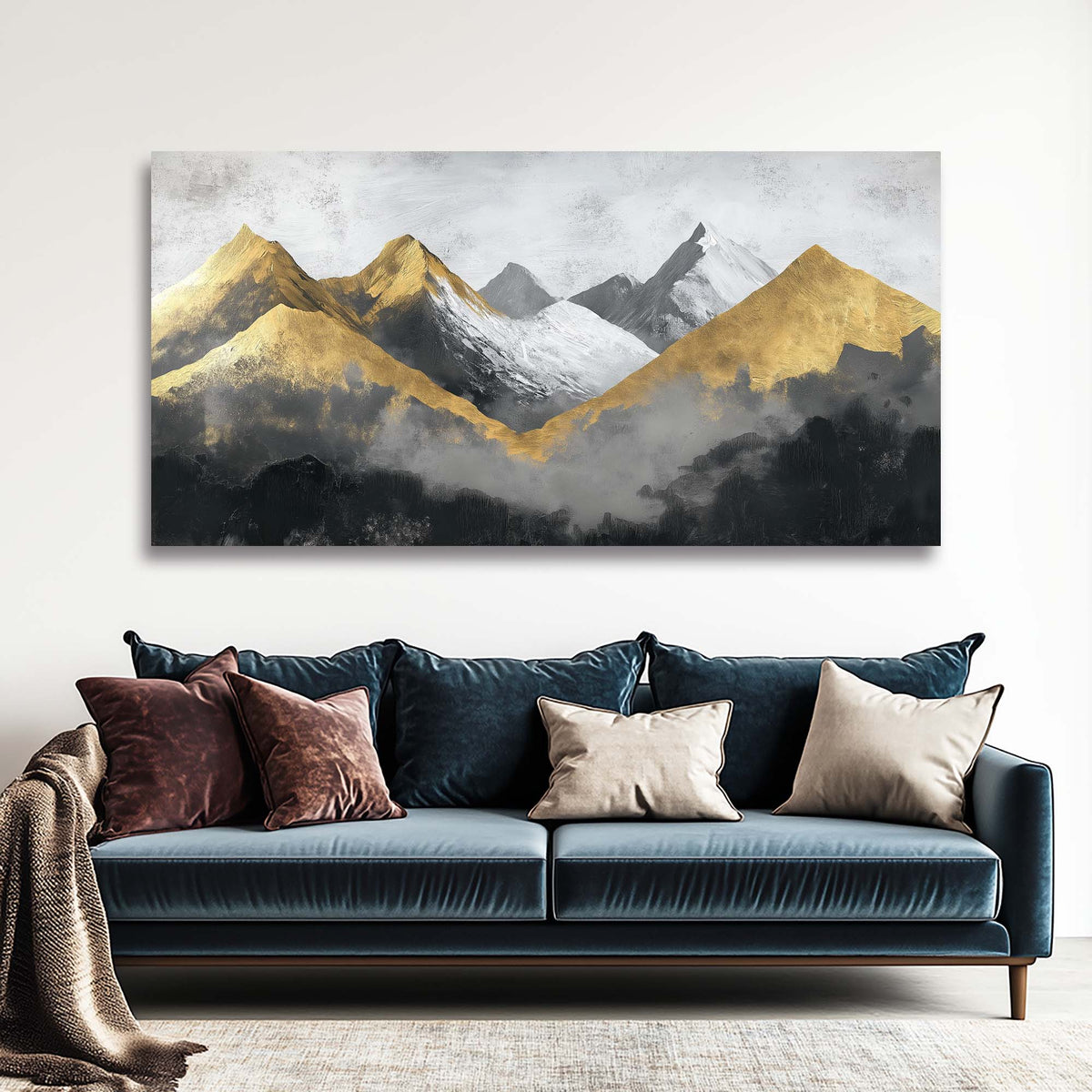 Navy Blue Abstract Nature Canvas Wall Art for Living Room Prints Artwork Bedroom Office Decor