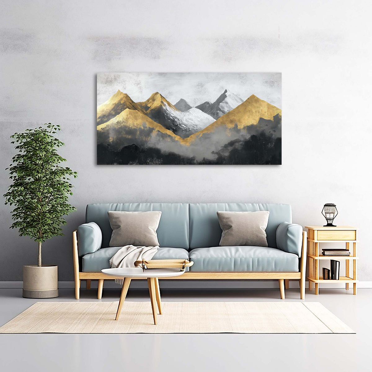 Navy Blue Abstract Nature Canvas Wall Art for Living Room Prints Artwork Bedroom Office Decor