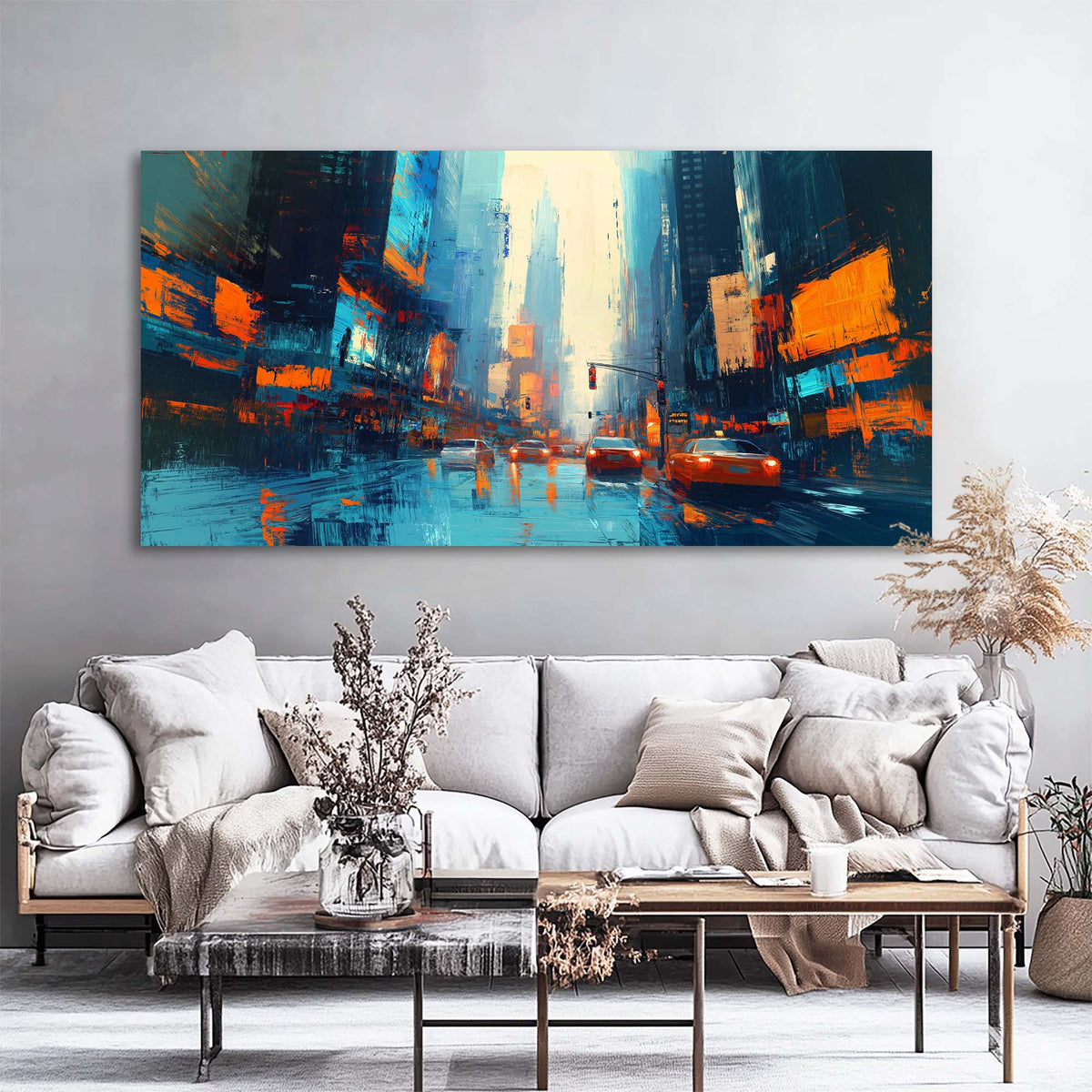 Navy Blue Urban Science Fiction Wall Art Canvas Painting Prints Artwor Office Bedroom Living Room Decor