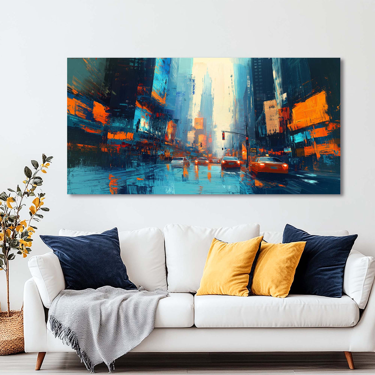 Navy Blue Urban Science Fiction Wall Art Canvas Painting Prints Artwor Office Bedroom Living Room Decor