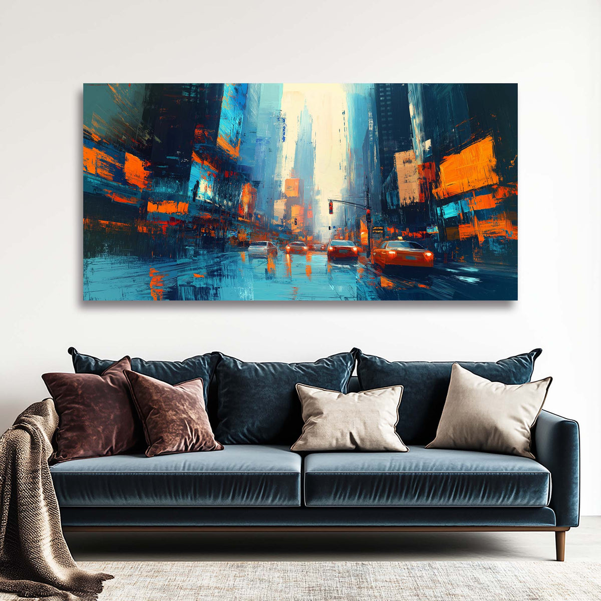 Navy Blue Urban Science Fiction Wall Art Canvas Painting Prints Artwor Office Bedroom Living Room Decor
