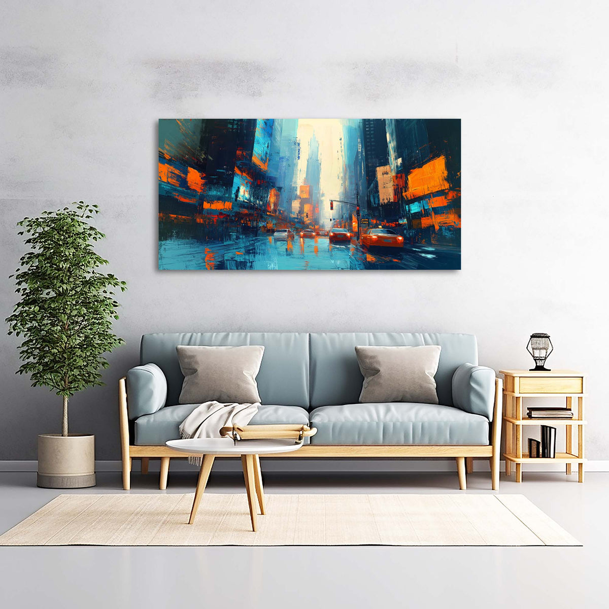 Navy Blue Urban Science Fiction Wall Art Canvas Painting Prints Artwor Office Bedroom Living Room Decor