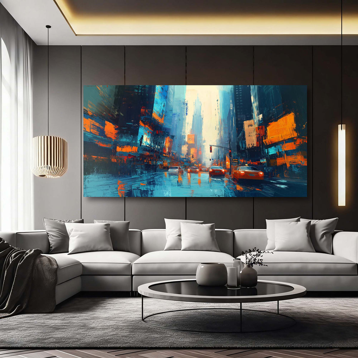 Navy Blue Urban Science Fiction Wall Art Canvas Painting Prints Artwor Office Bedroom Living Room Decor
