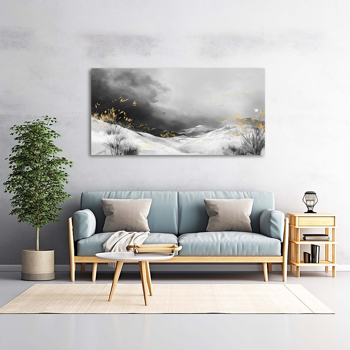 Navy Blue Black and White Nature Wall Art Modern Canvas Painting Prints Artwork Office Hallway Bedroom Living Room Decor