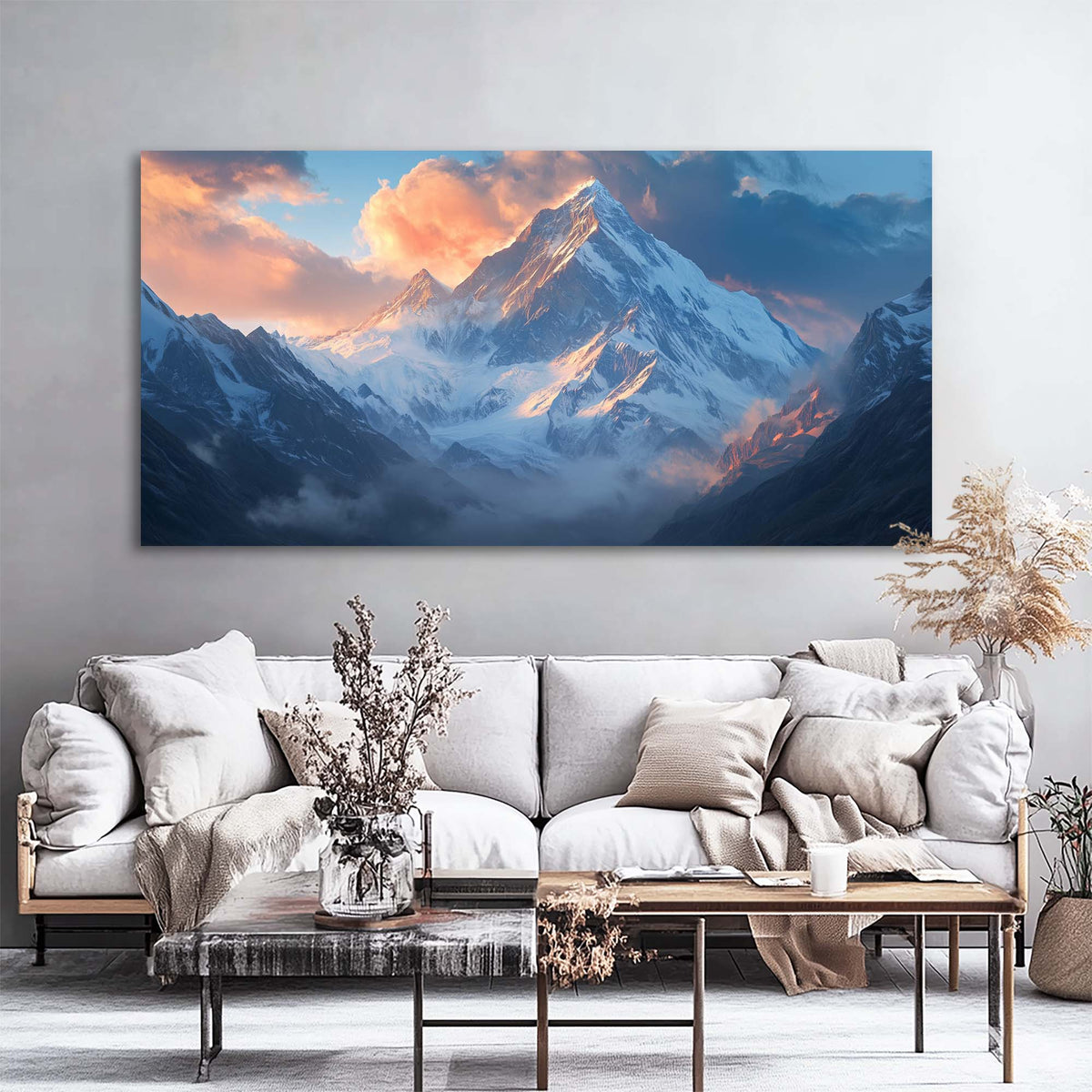 Navy Blue Fantasy Nature Canvas Wall Art for Living Room Prints Artwork Bedroom Office Decor