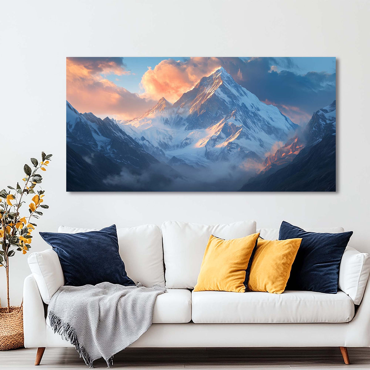 Navy Blue Fantasy Nature Canvas Wall Art for Living Room Prints Artwork Bedroom Office Decor