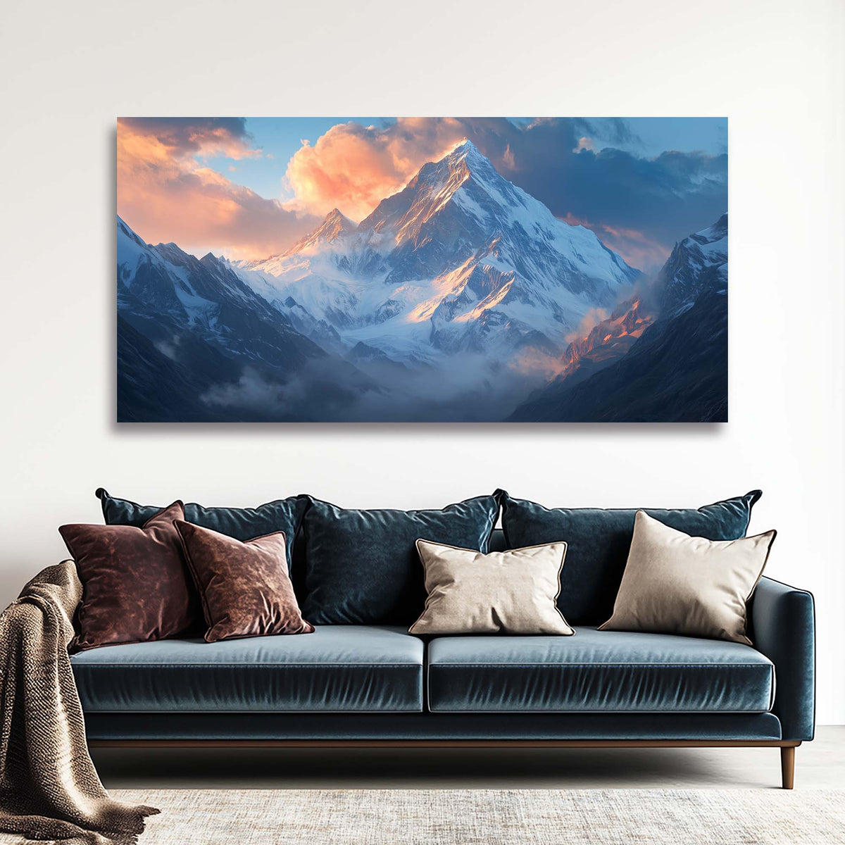 Navy Blue Fantasy Nature Canvas Wall Art for Living Room Prints Artwork Bedroom Office Decor