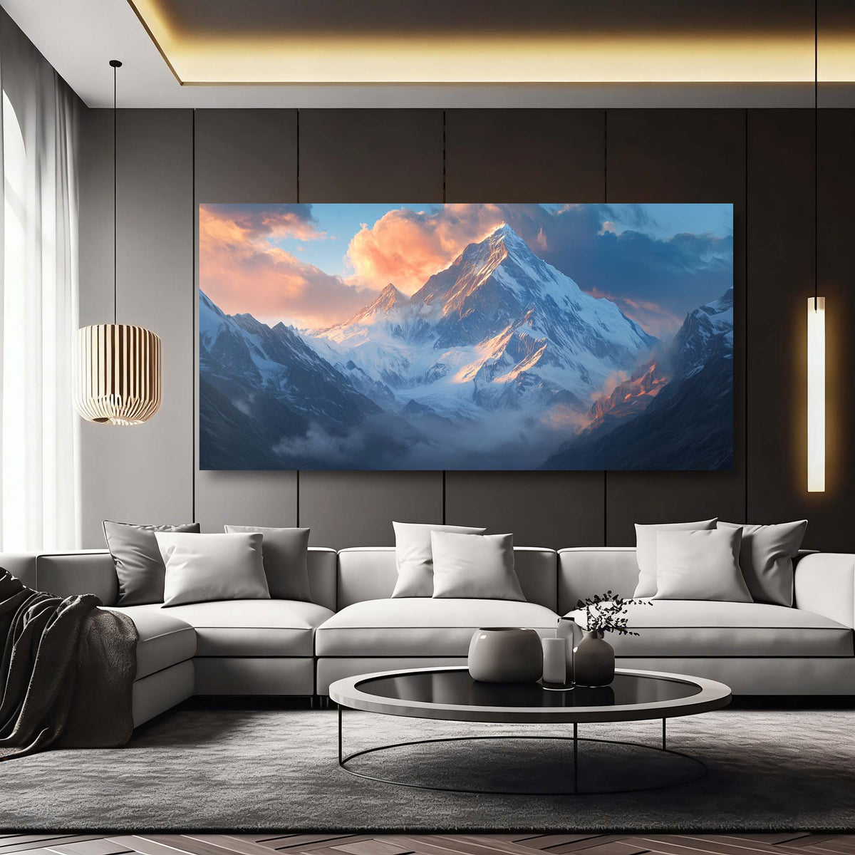 Navy Blue Fantasy Nature Canvas Wall Art for Living Room Prints Artwork Bedroom Office Decor