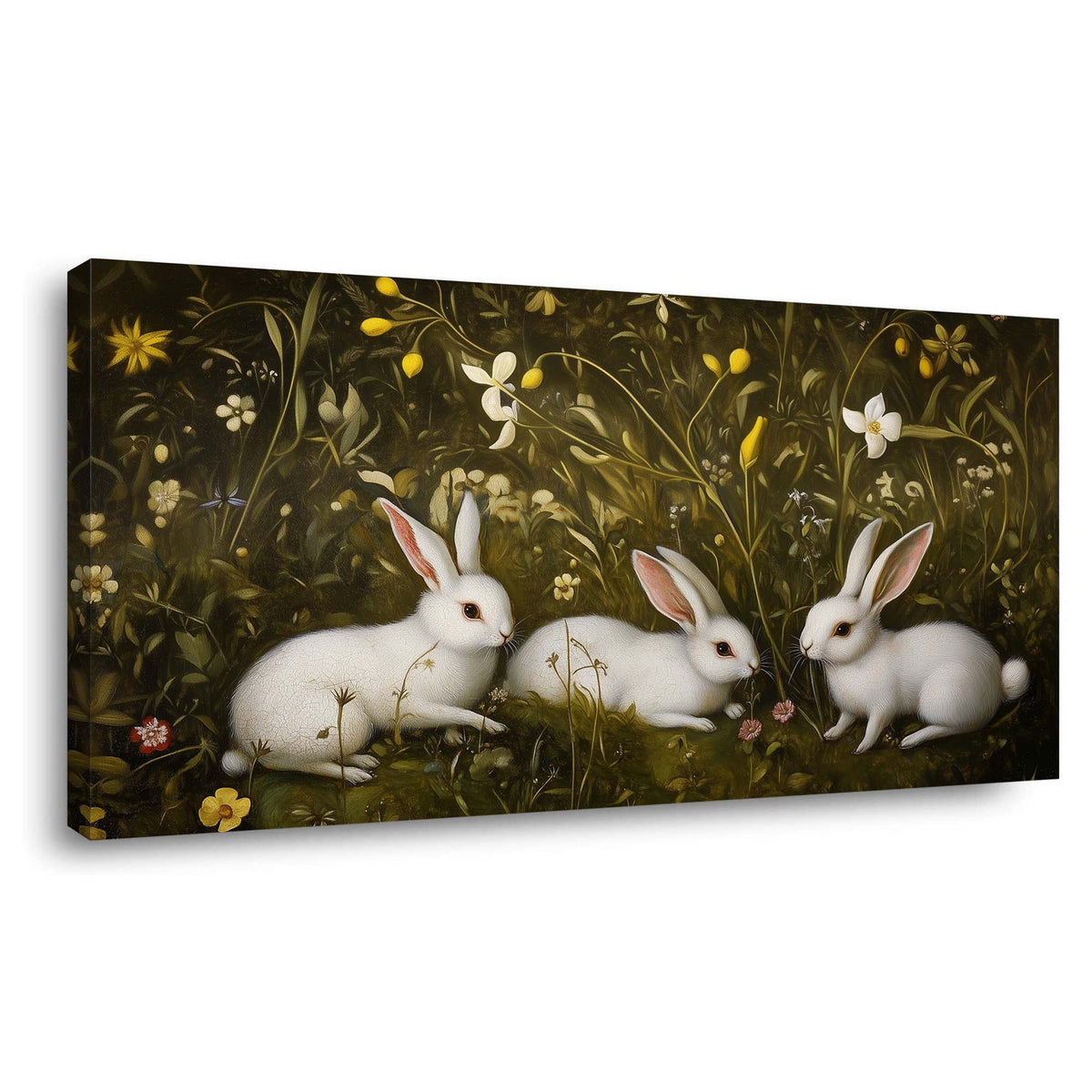 Yellow Floral Animals Wall Art Canvas Painting Prints Artwor Office Bedroom Living Room Decor