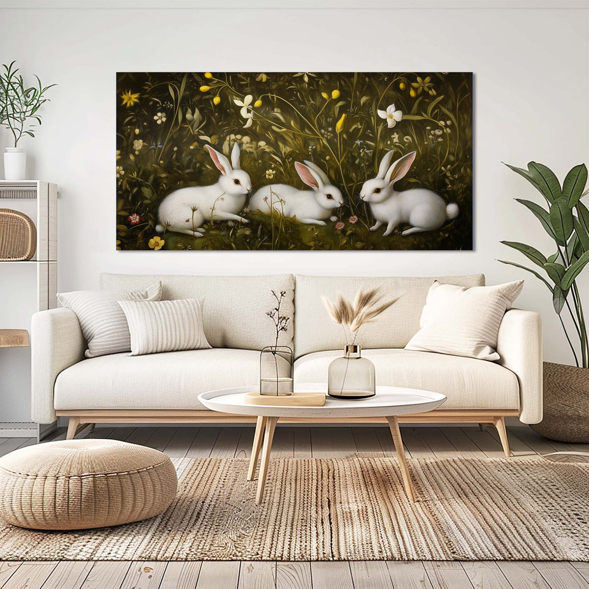 Yellow Floral Animals Wall Art Canvas Painting Prints Artwor Office Bedroom Living Room Decor