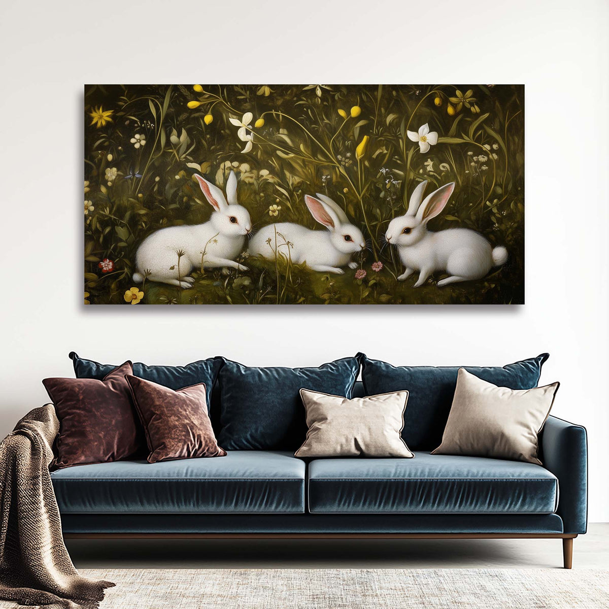 Yellow Floral Animals Wall Art Canvas Painting Prints Artwor Office Bedroom Living Room Decor